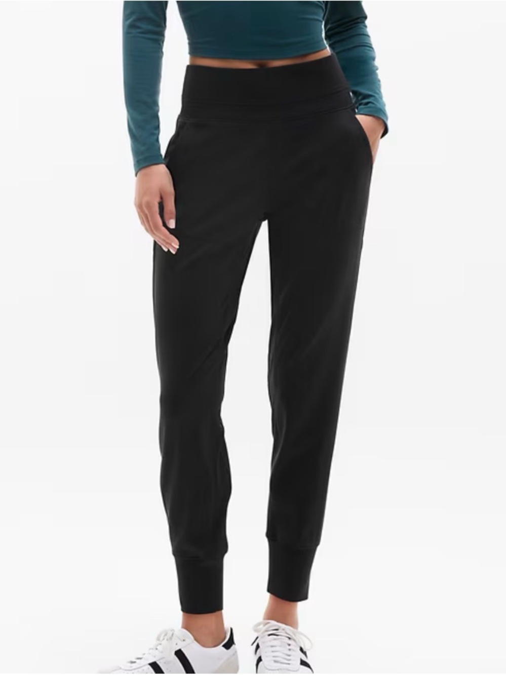 Athleta Venice Velvet Striped Jogger in Black, SP
